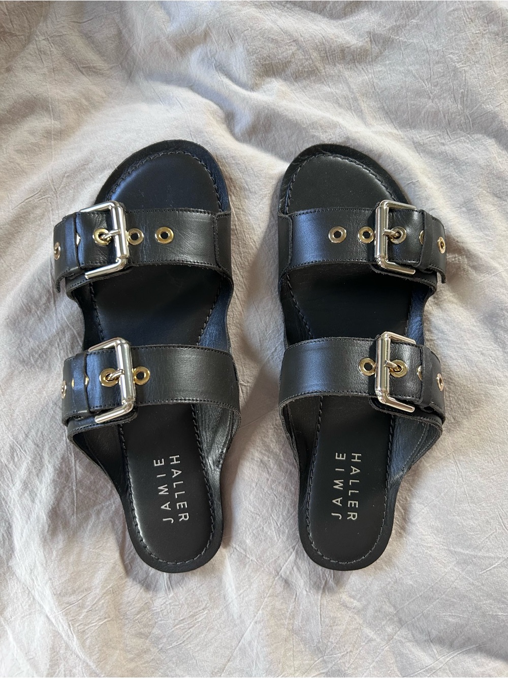 NEW- Jamie Haller Double Buckle Slide Sandals - Olive - size 39